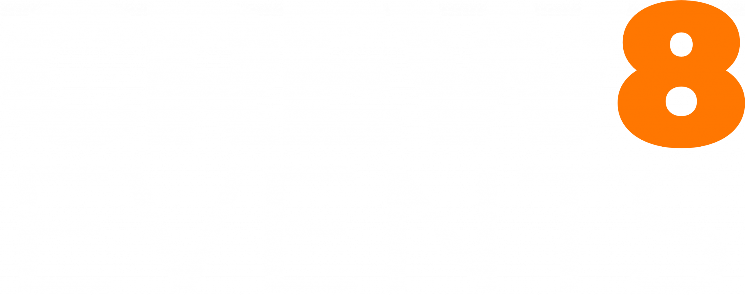 Weißes Logo von CREW8 Events, einer Agentur für Video und Fotografie