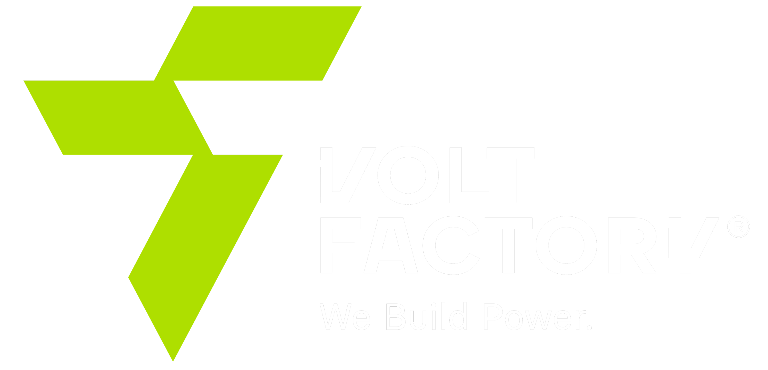 Weißes Logo von VOLTFACTORY®, Batteriesysteme aus Bad Leonfelden